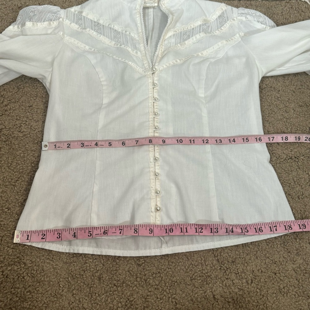 Gunne Sax Jessica Gunnies Prairie Vintage White Puff Sleeve Cotton Blouse - Picture 12 of 14